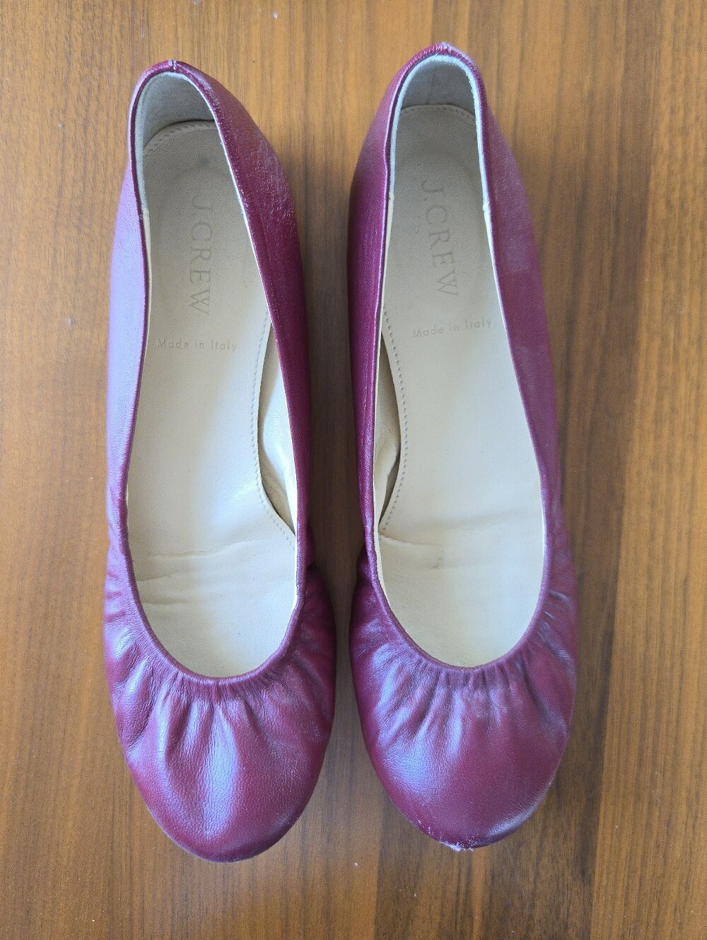 J. Crew Cece Leather Ballet Flats "Matador Red"